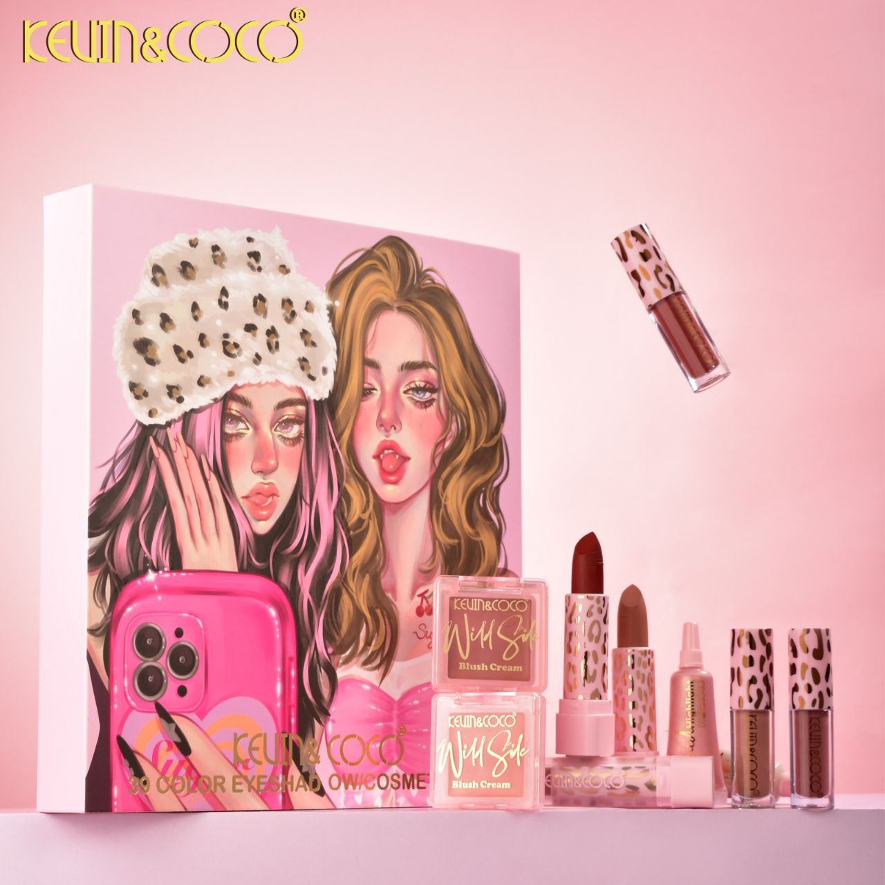 پالت سایه کتابی ارایشی همه کاره ( سایه ،رژگونه ،رژلب ،هایلایتر ،رژگونه،برق لب)